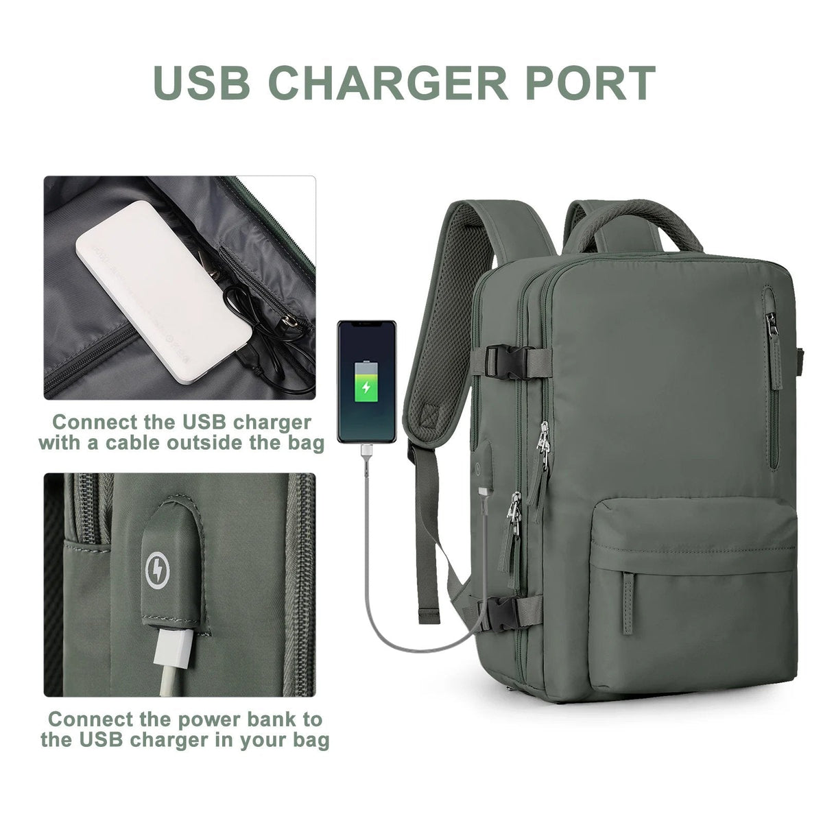 Damen Rucksack USB Anschluss Großes Fassungsvermögen 6