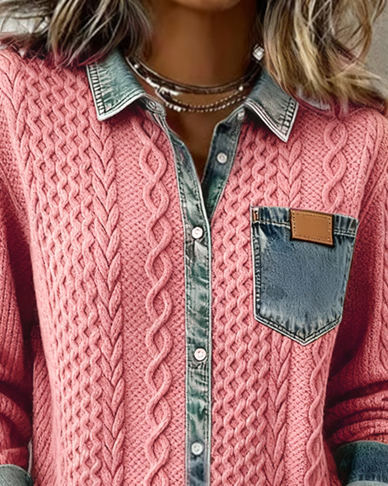 Strickjacke Damen | Zopfmuster & Kontrastdesign 7