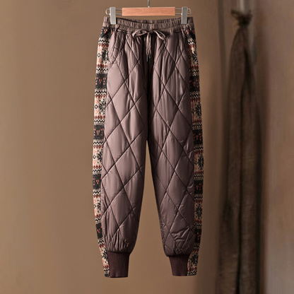 Herren Gesteppte Hose Elastischer Bund Gestrickte Seitenpaneele 3