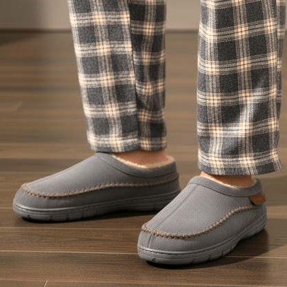 Herren Slippers Mokassin Slip On Plüschfutter Naht mit fester Sohle 8