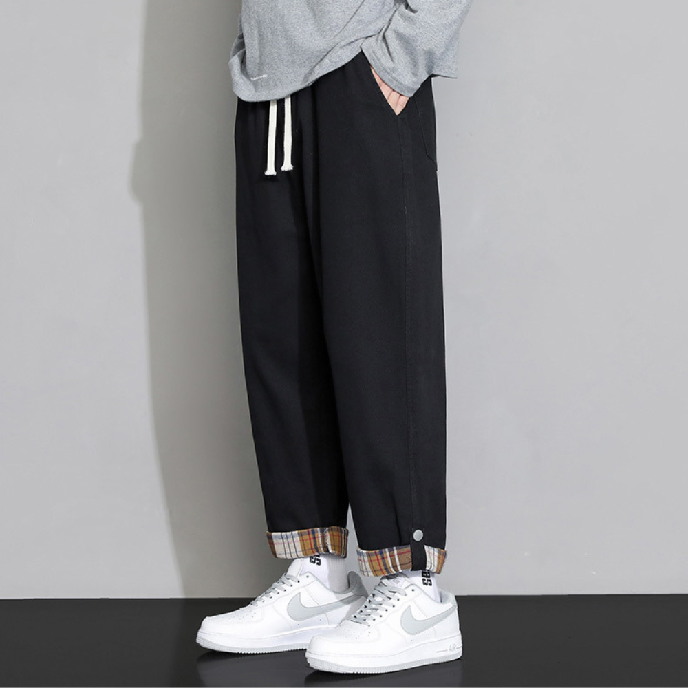 Herren Loungehose Saumumschlag Lockere Jogginghose Freizeit 3