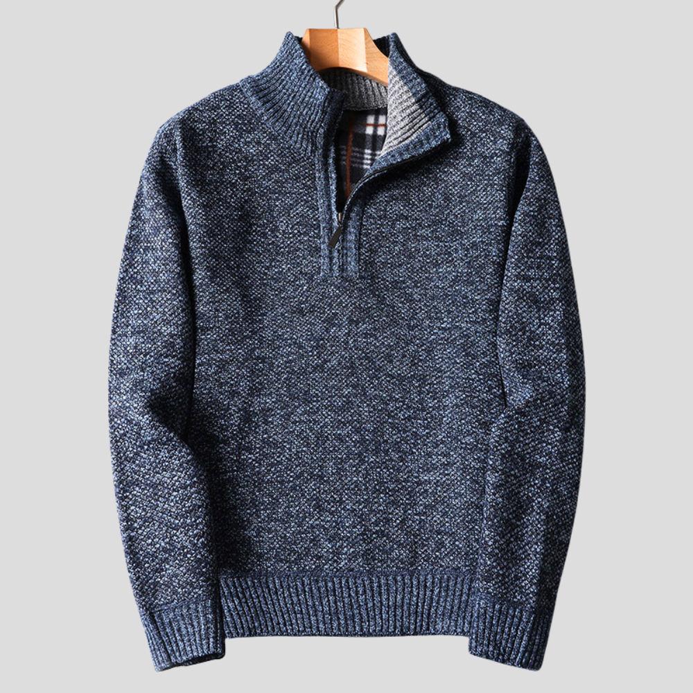 Herren Troyer Pullover Reißverschlusskragen Strickpulli 3