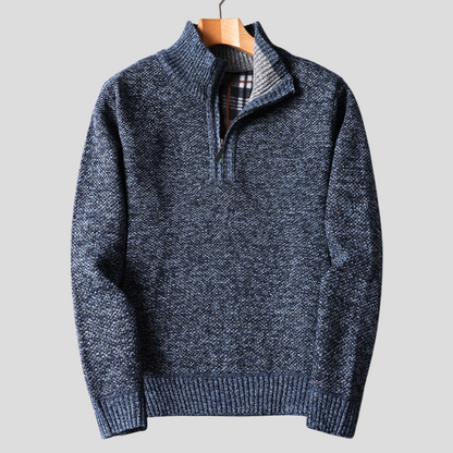 Herren Troyer Pullover Reißverschlusskragen Strickpulli 3