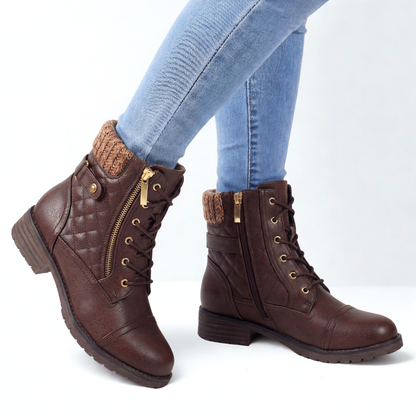Damen Ankle Boots Gepolstert Gesteppt Reißverschluss 5