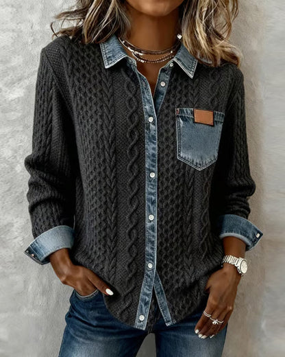 Strickjacke Damen | Zopfmuster & Kontrastdesign 1