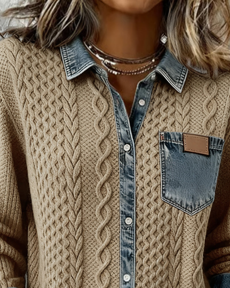 Strickjacke Damen | Zopfmuster & Kontrastdesign 10