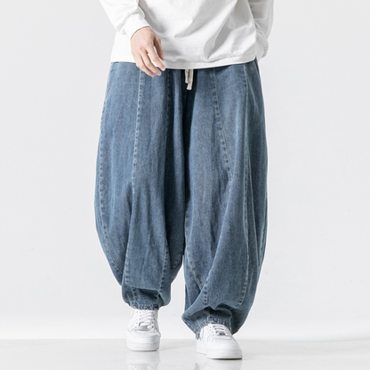 Herren Ballon-Jeans Verstellbarer Bund Weites Bein 1