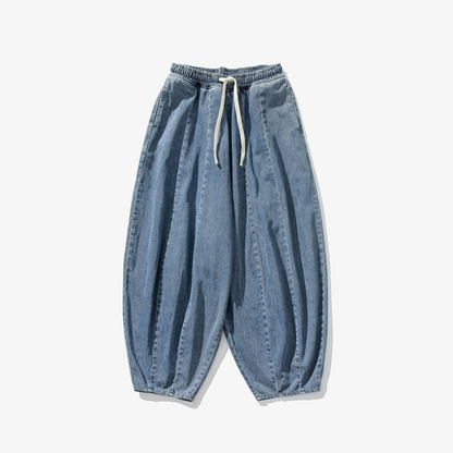 Herren Ballon-Jeans Verstellbarer Bund Weites Bein 3