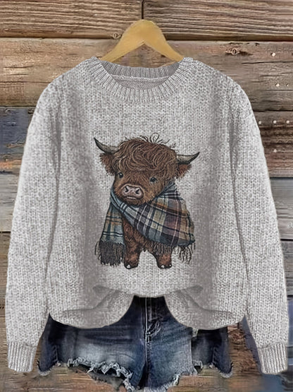 Strickpullover Damen | Highland-Kuh Motiv & Lockere Passform 4