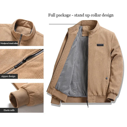 Herren Corduroy Jacke Gefüttert Workwear Übergangsjacke 5