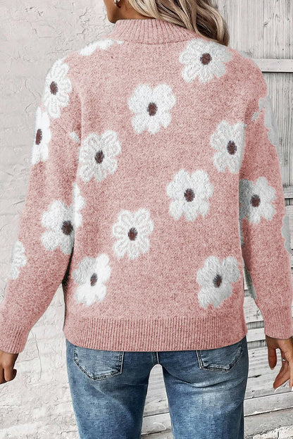 Strickpullover Damen | Blumenmuster & Bequemer Half-Zip 5