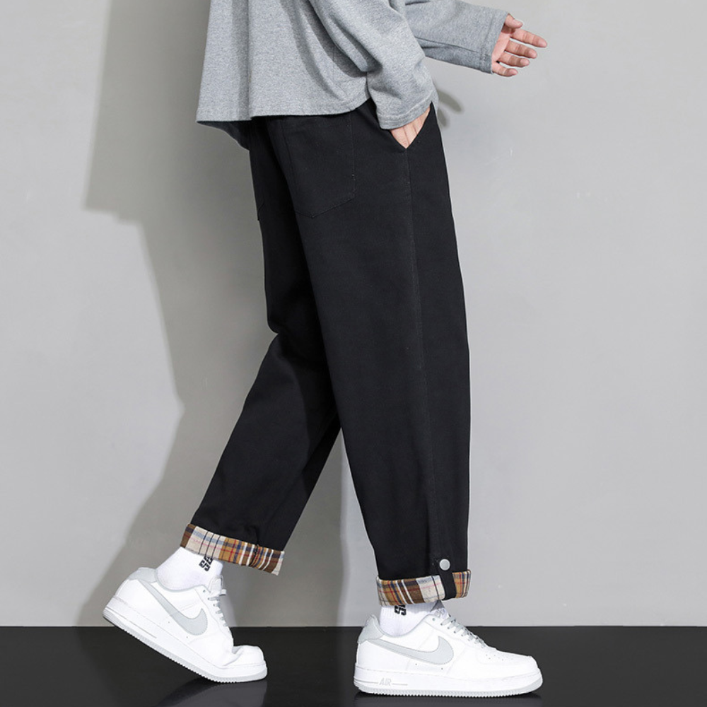 Herren Loungehose Saumumschlag Lockere Jogginghose Freizeit 4