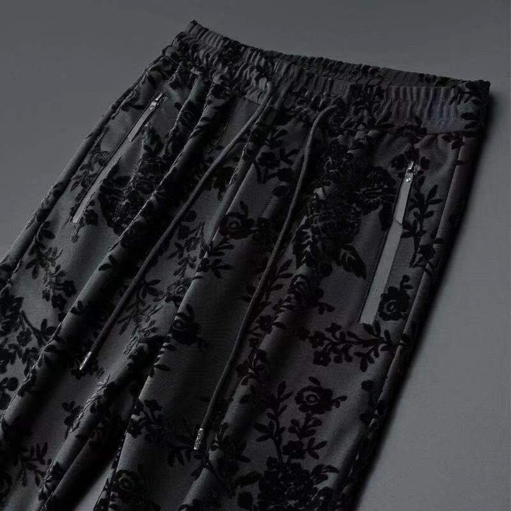 Damen Zweiteiler Jacquard Set Langarm Hose Kordelzug 4