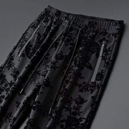 Damen Zweiteiler Jacquard Set Langarm Hose Kordelzug 4