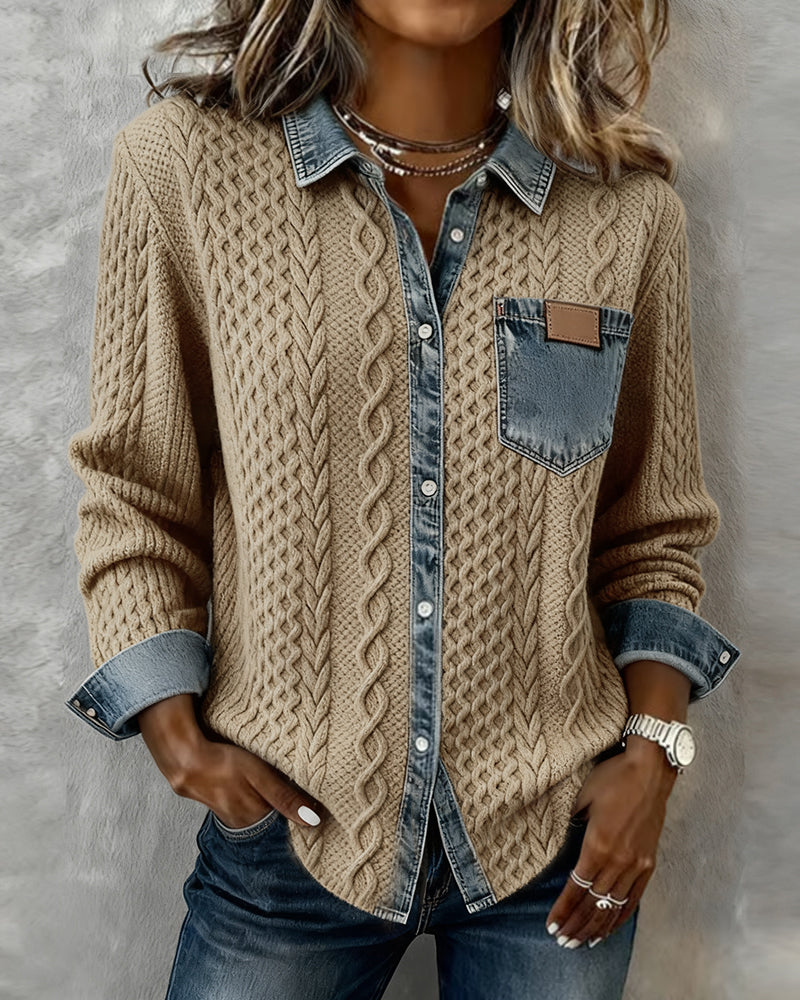 Strickjacke Damen | Zopfmuster & Kontrastdesign 3