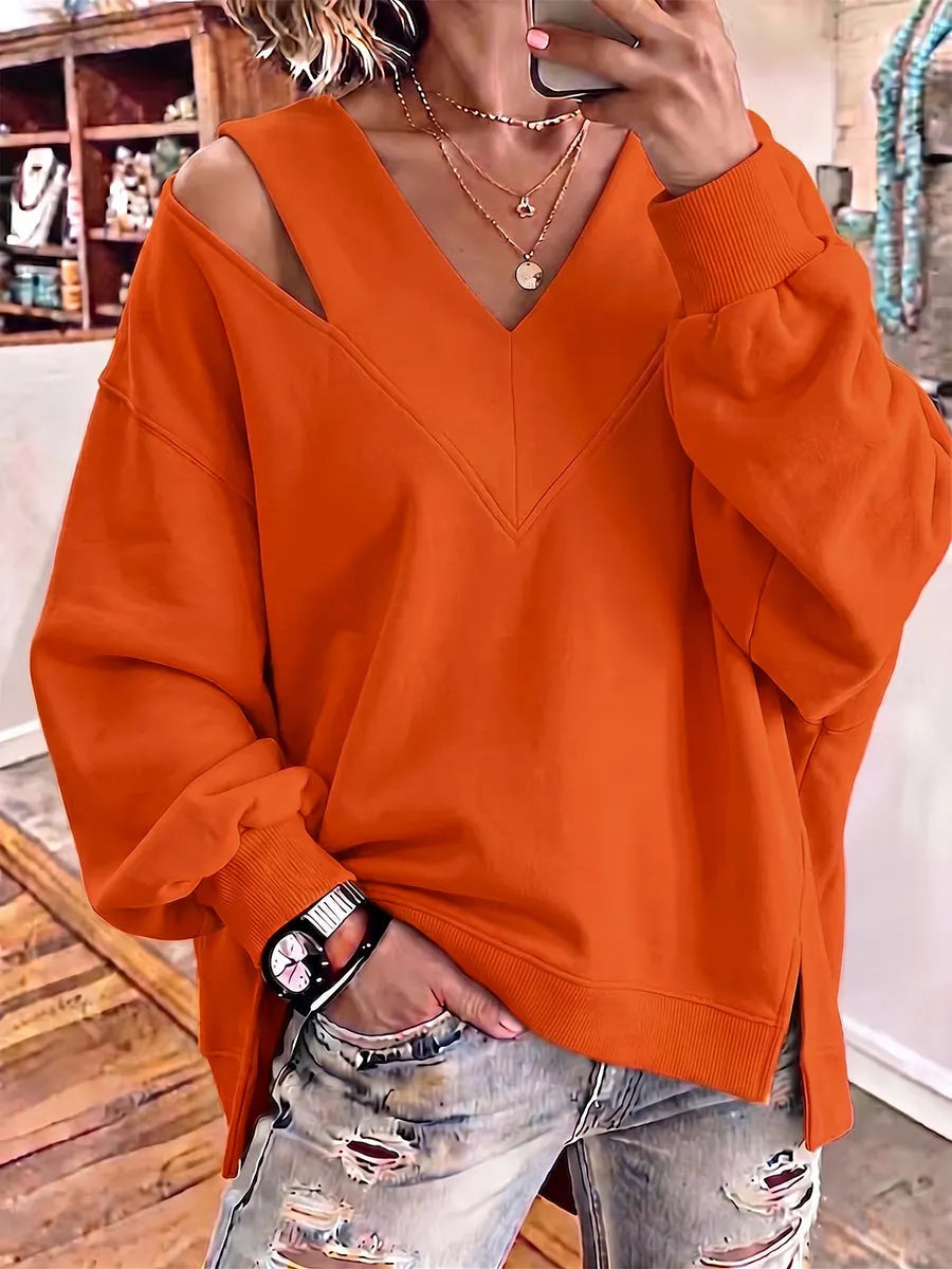 Sweatshirt Damen | V-Ausschnitt mit Cut-out-Details 5