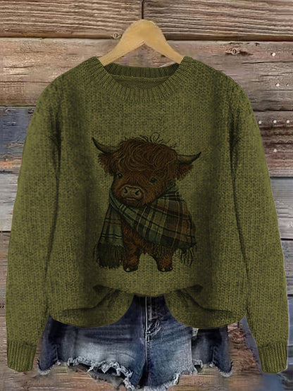Strickpullover Damen | Highland-Kuh Motiv & Lockere Passform 8
