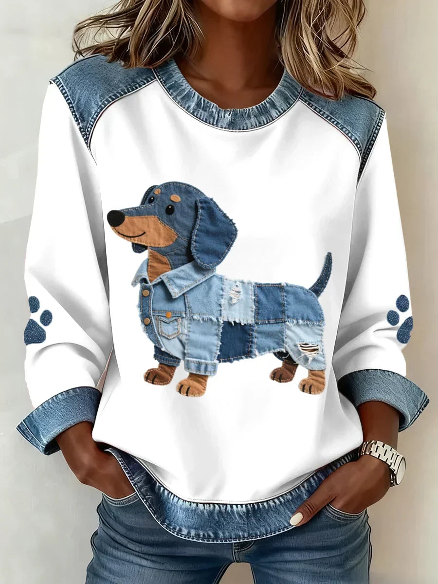 Sweatshirt Damen | Mit Dackel-Print & Lockerer Passform 1