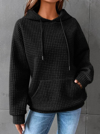 Damen Hoodie Kapuze Kordelzug Taschen Lockere Passform 1