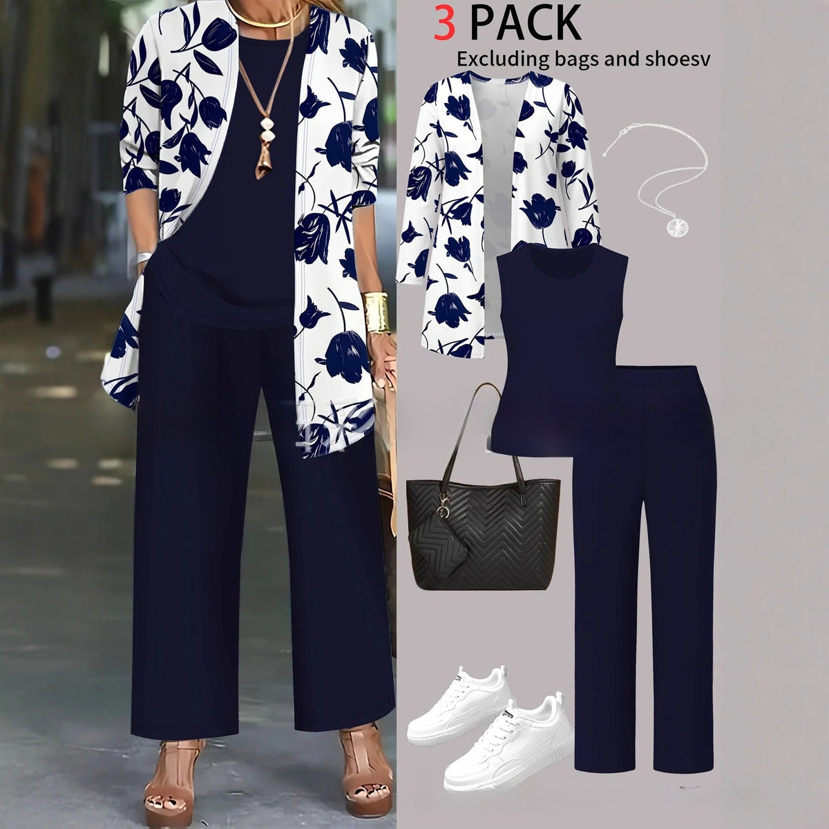 Cardigan Set Damen | 3-teilig mit Weste und Hose 47