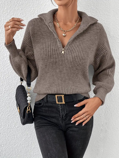 Strickpullover Damen | Halb-Zip & Bequemer Komfort 1