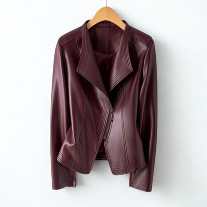 Damen Hochglanz Jacke Schmale Silhouette Revers Taillenschnitt 5