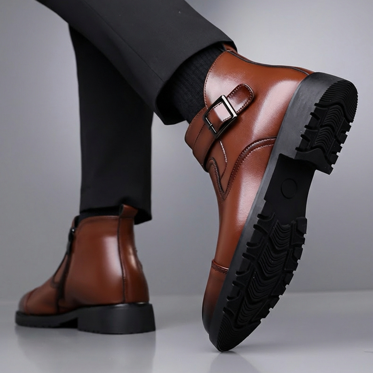 Damen Schnallenstiefeletten Ankle Boots Cap-Toe Design 5