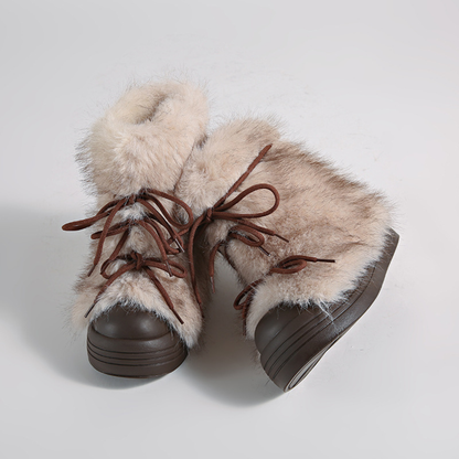 Damen Fellboots Schnürung Rutschfeste Winterboots Knöchelhoch 6