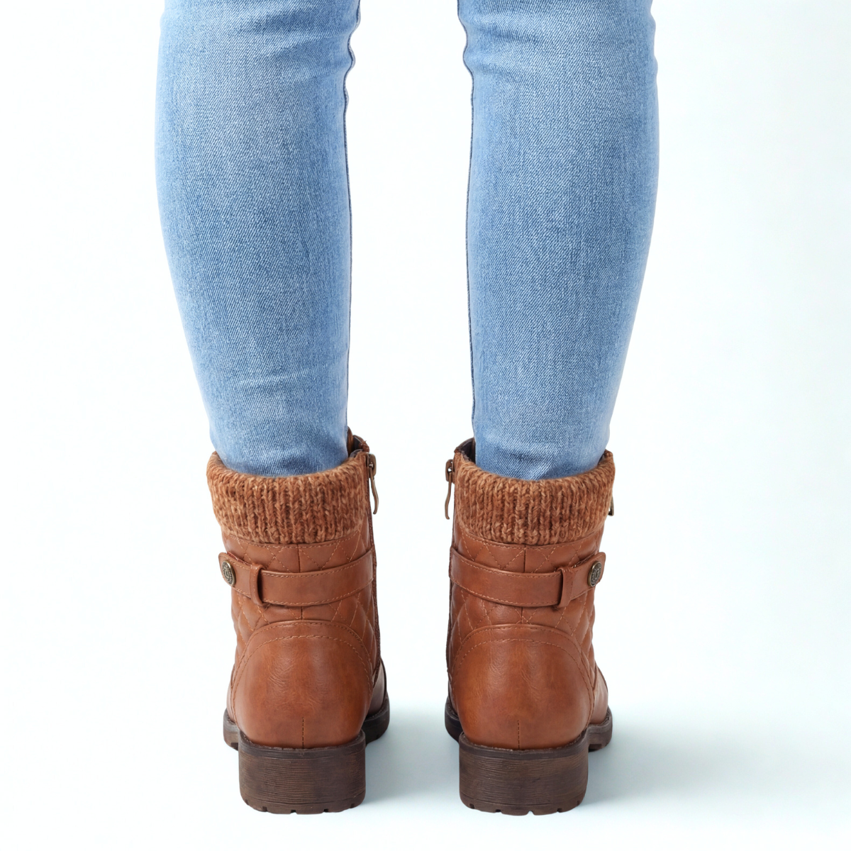 Damen Ankle Boots Gepolstert Gesteppt Reißverschluss 3