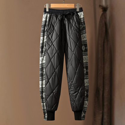 Herren Gesteppte Hose Elastischer Bund Gestrickte Seitenpaneele 4