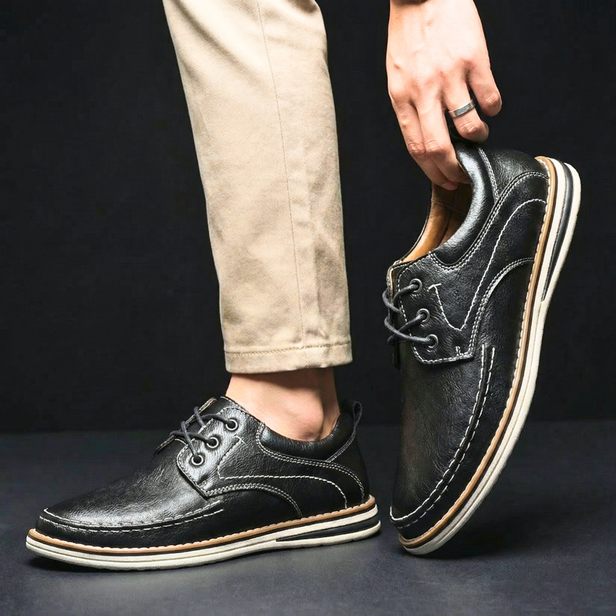 Herren Oxford Schuhe Klassisch Gepolstert Schnürschuhe 6