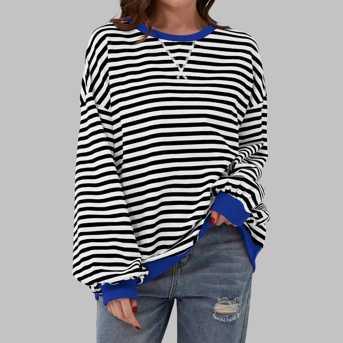 Sweatshirt Damen Gestreift | Weich & Bequem 2