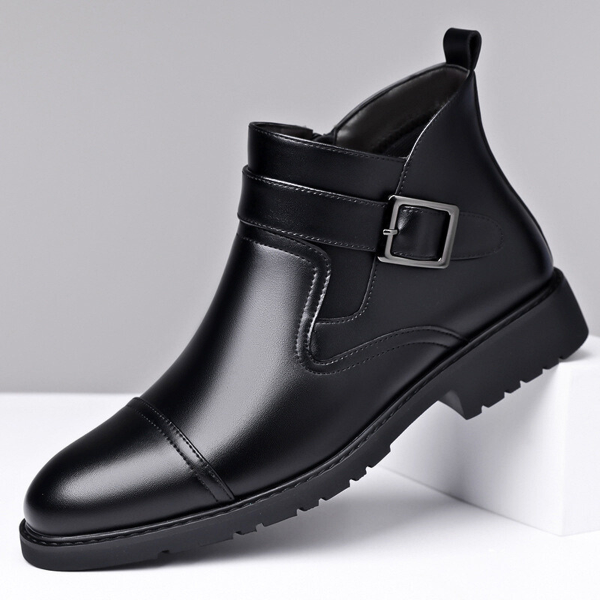 Damen Schnallenstiefeletten Ankle Boots Cap-Toe Design 6