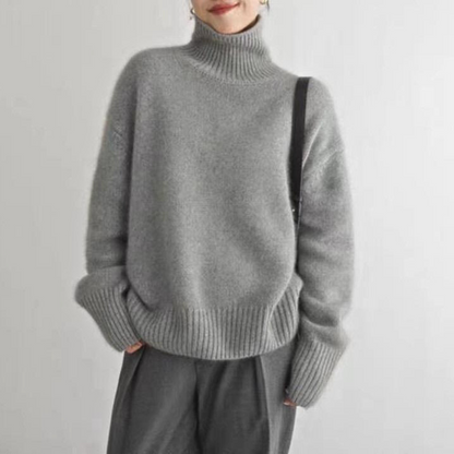 Damen Rollkragenpullover Strickpullover Rippbund Locker 6