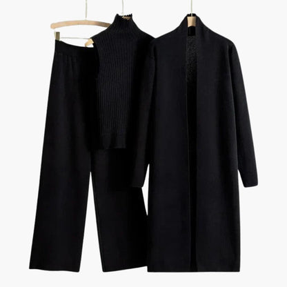 Knitwear | Three-Piece Knit Set with Sleeveless Roll Neck and Wide-Leg Trousers