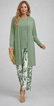 Cardigan Set Damen | 3-teilig mit Weste und Hose 43