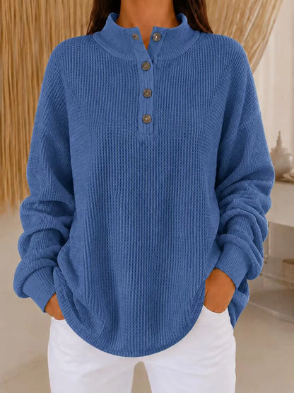 Strickpullover Damen | Henley-Ausschnitt & Waffelstruktur 5