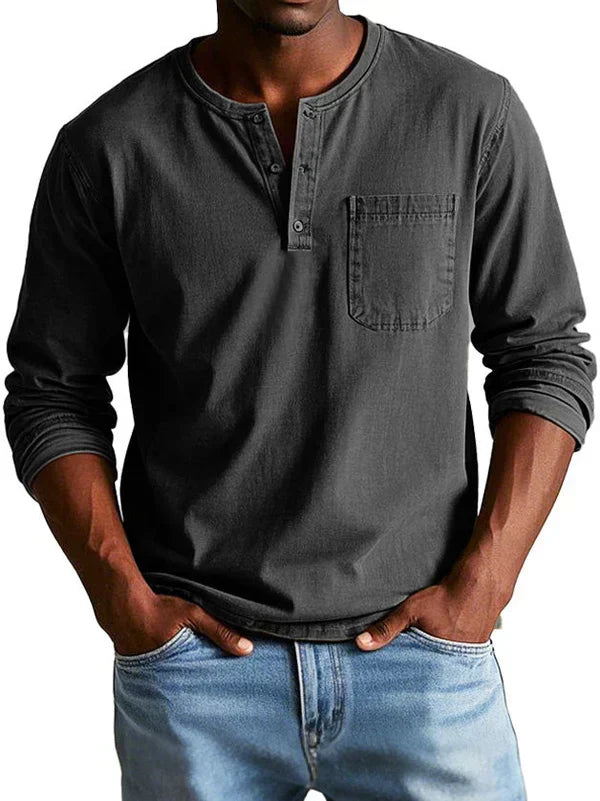 Langarmshirt Herren Henley-Stil | Bequem & Vielseitig Kombinierbar 10