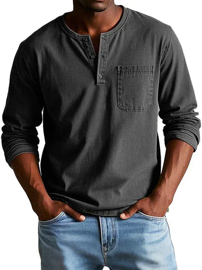 Langarmshirt Herren Henley-Stil | Bequem & Vielseitig Kombinierbar 10