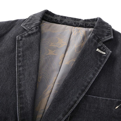 Herren Jeansjacke Dark Wash Knopfleiste Vintage Look 4