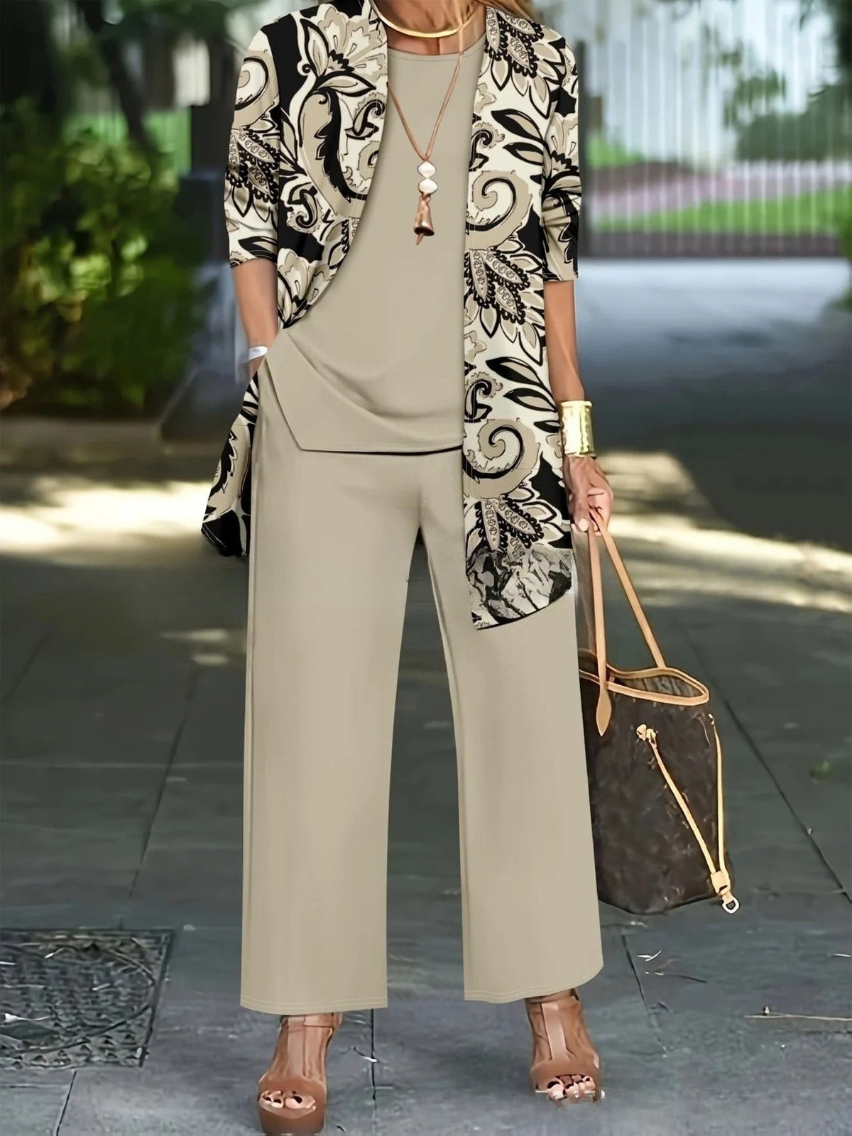 Cardigan Set Damen | 3-teilig mit Weste und Hose 14