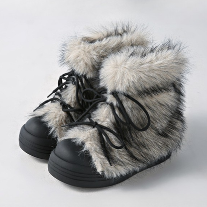 Damen Fellboots Schnürung Rutschfeste Winterboots Knöchelhoch 4
