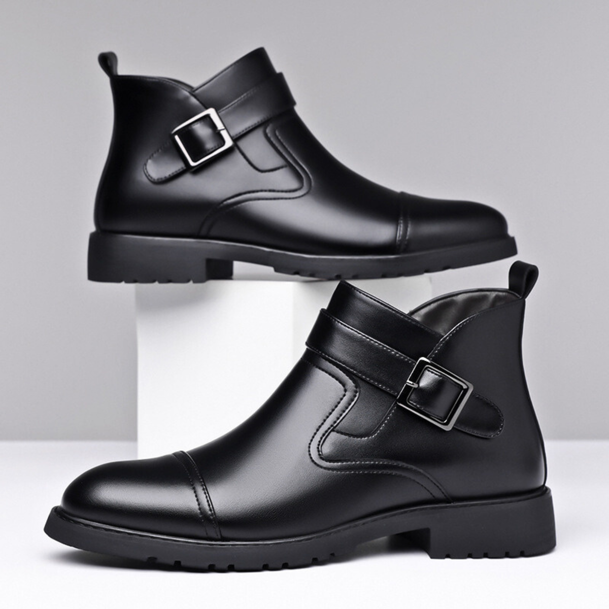 Damen Schnallenstiefeletten Ankle Boots Cap-Toe Design 7