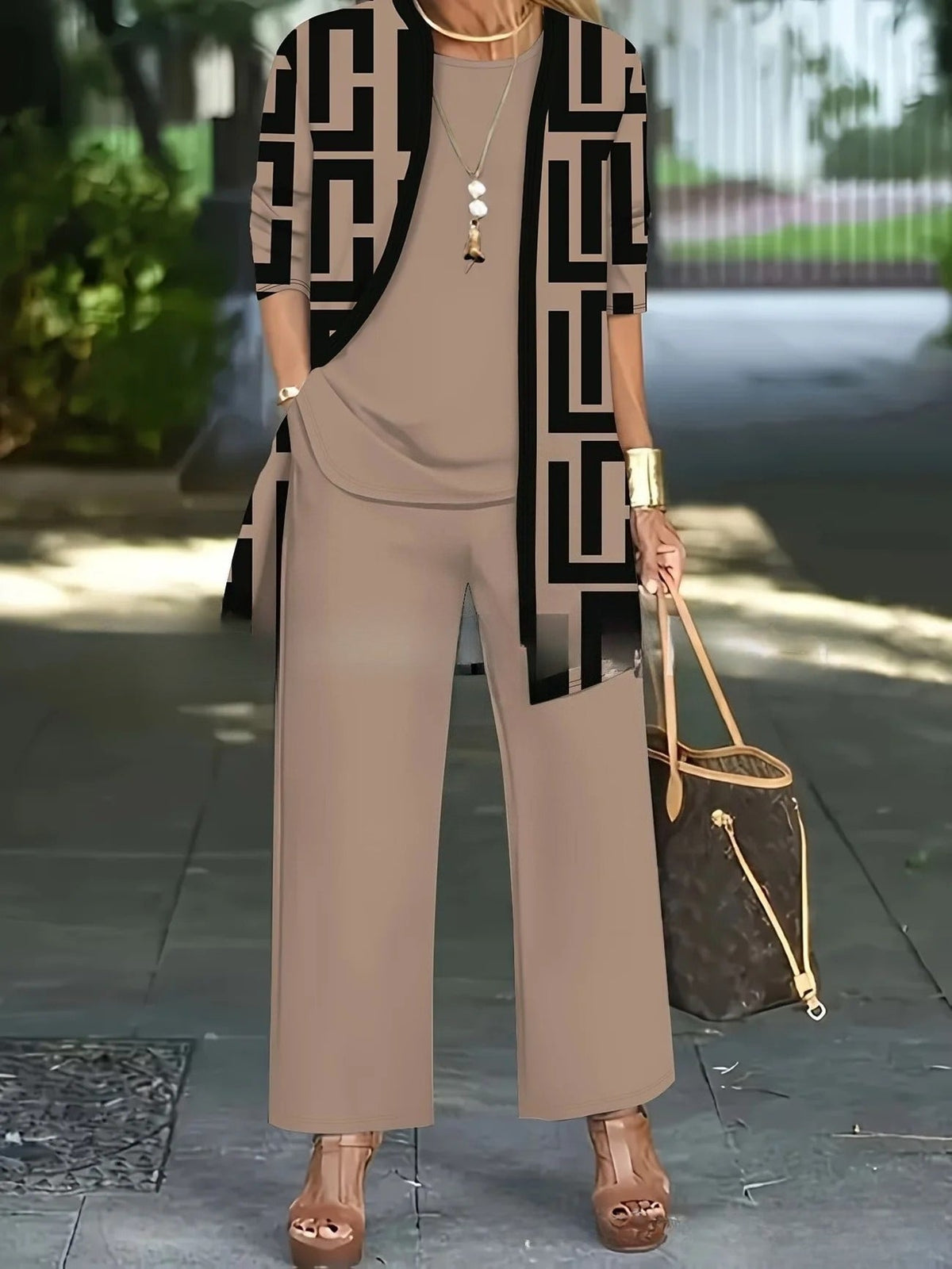Cardigan Set Damen | 3-teilig mit Weste und Hose 16