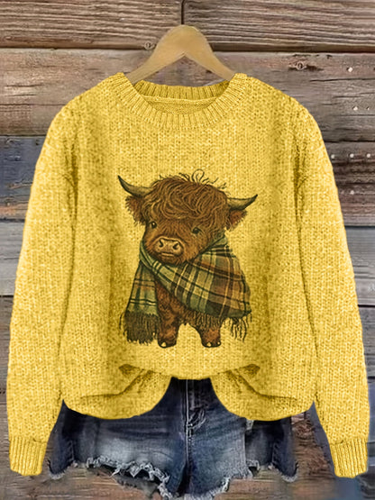 Strickpullover Damen | Highland-Kuh Motiv & Lockere Passform 7