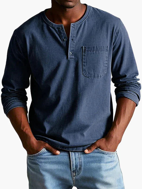 Langarmshirt Herren Henley-Stil | Bequem & Vielseitig Kombinierbar 4