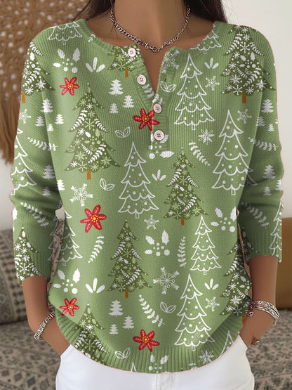 Weihnachtspullover Damen | Mit Knopfleiste 2