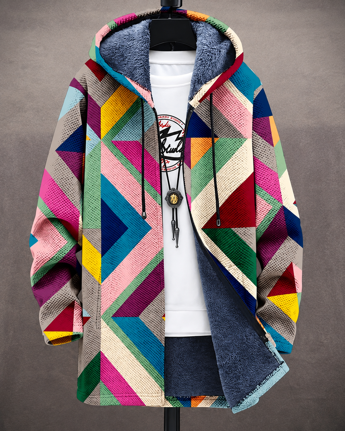 Kapuzenjacke Damen | Plüschfutter & Geometrisches Muster 3