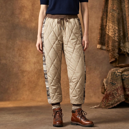 Herren Gesteppte Hose Elastischer Bund Gestrickte Seitenpaneele 2