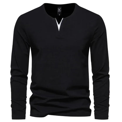 Herren Henley Shirt Langarm Regular Fit Freizeitshirt 3